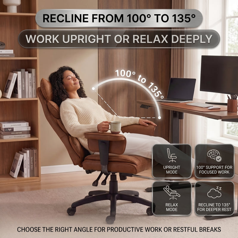 Big & Tall Office Chair with Footrest – Reclining Ergonomic Executive Chair, Wide Memory-Foam Seat, Adjustable Height - 5