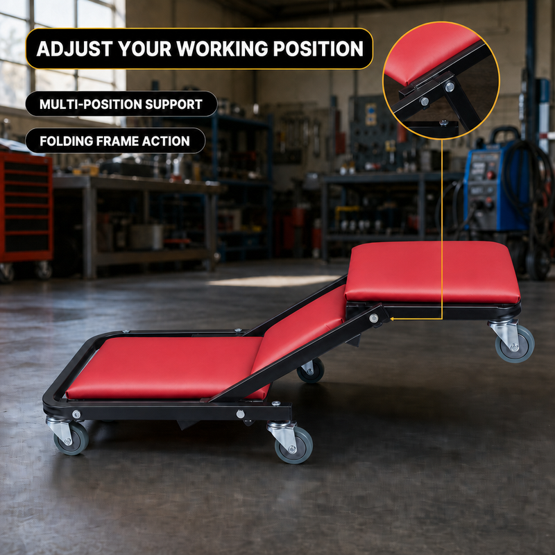 2-in-1 Convertible Z-Creeper Seat - Rolling Mechanic Creeper with Wheels, Under Dash Creeper & Garage Chair for Auto Repair, Low Profile Roller Seat - 5