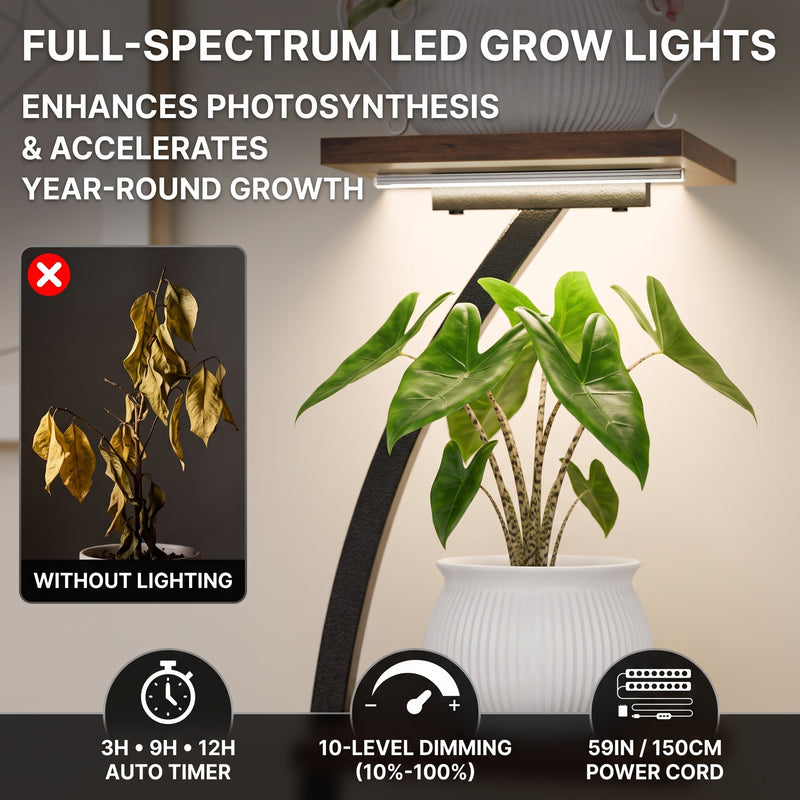 PLANT STAND WITH GROW LIGHTS – MULTI-TIER INDOOR SHELF - 5