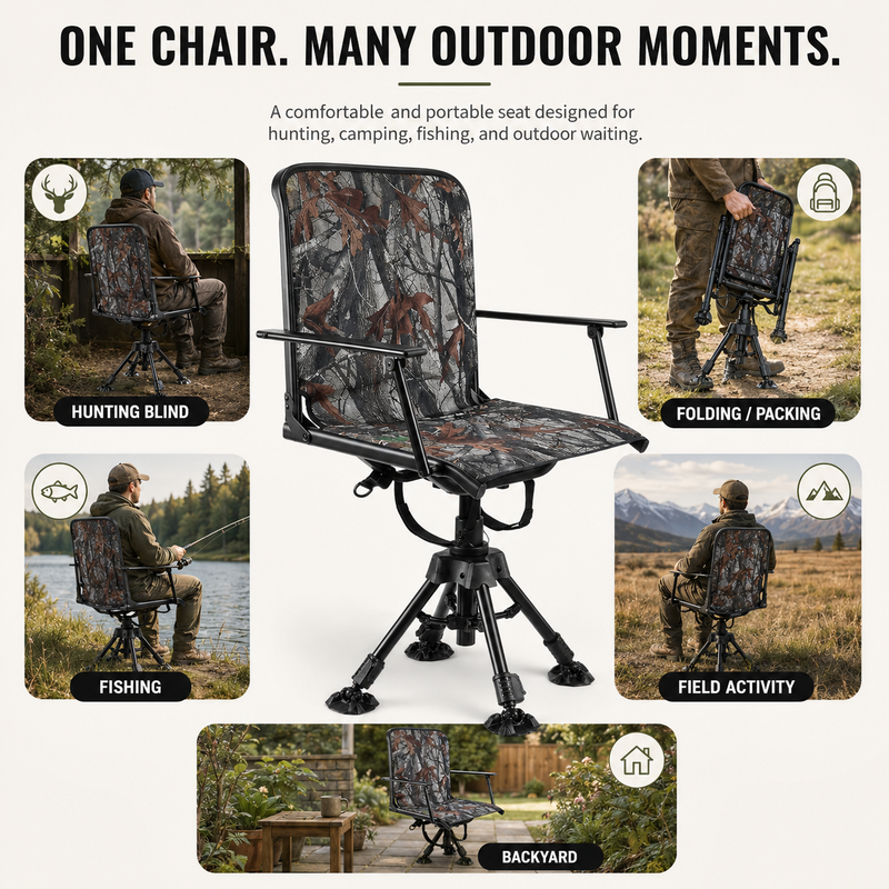 Portable Adjustable Hunting Chair with Swivel & Heated - 5