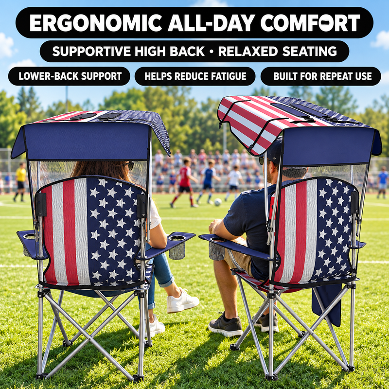 Camping Chair with Canopy – 2-Pack Folding Outdoor Chairs - 5