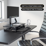 Standing Desk Converter, Height Adjustable Sit to Stand Desk Riser, Pneumatic & Electric Dual Monitor Laptop Workstation with Wide Keyboard Tray - 5