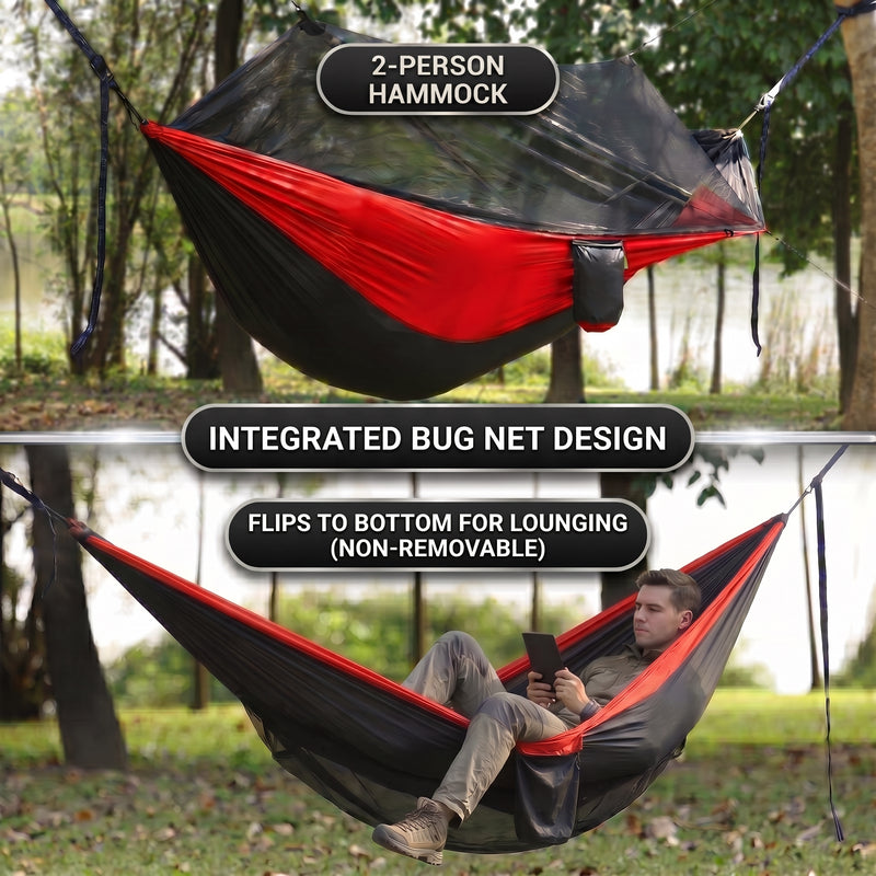 Camping Hammock with Mosquito Net – 1-2 Person, Nylon - 5