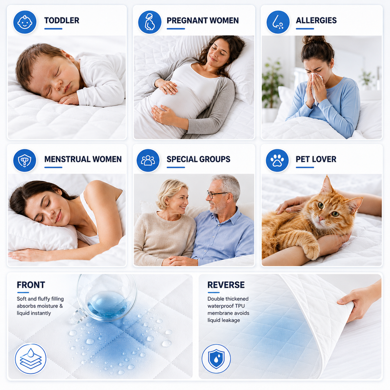 Waterproof Mattress & Pillow Protector – Breathable Quilted Mattress Cover with Deep Pocket - 5