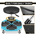 360° Swivel Pneumatic Mechanic Stool — 300–330 lbs Capacity, Padded Seat | Trufairs - 5