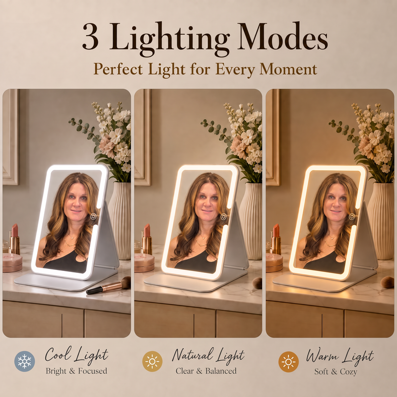 Portable LED Makeup Mirror – Rechargeable, Adjustable Brightness, Compact & Travel-Friendly - 5