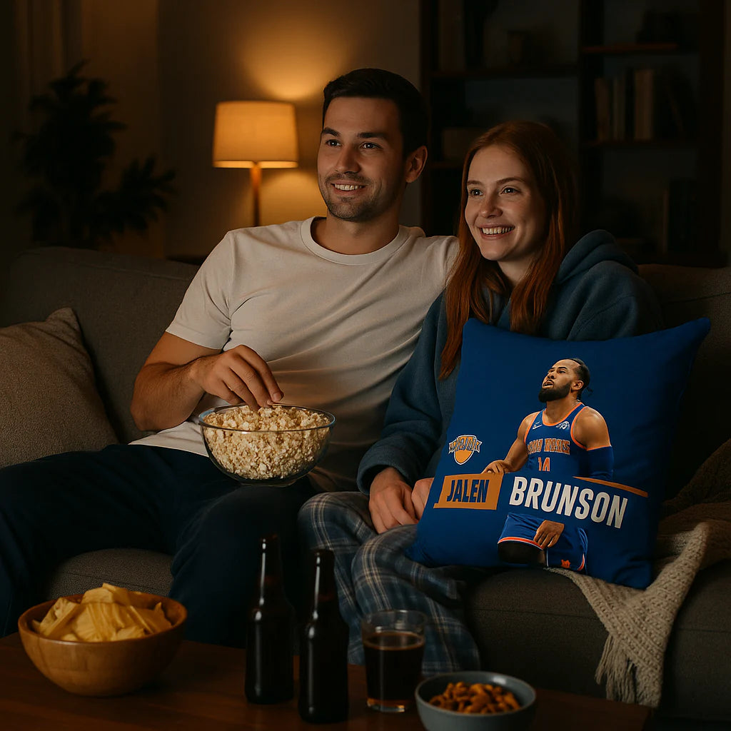 Premium and stylish 18" x 18" New York Knicks NBA Jalen Brunson Throw Pillow