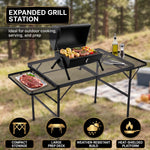 Foldable Camping Table Collapsible Picnic Aluminum Alloy Grill Stand - 5