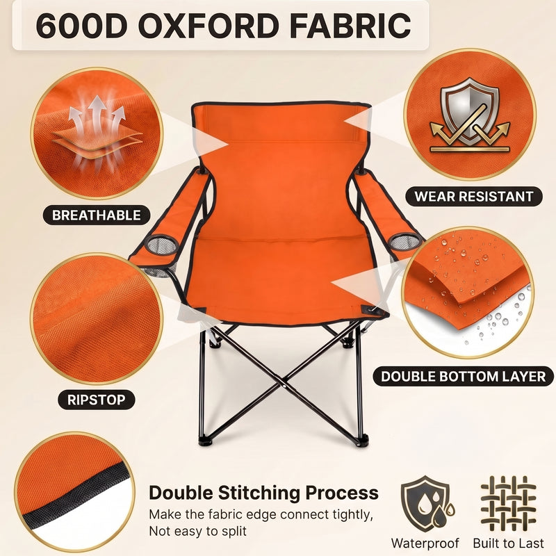 2 Pack Folding Camping Chairs with Cup Holders & Carry Bags - 5