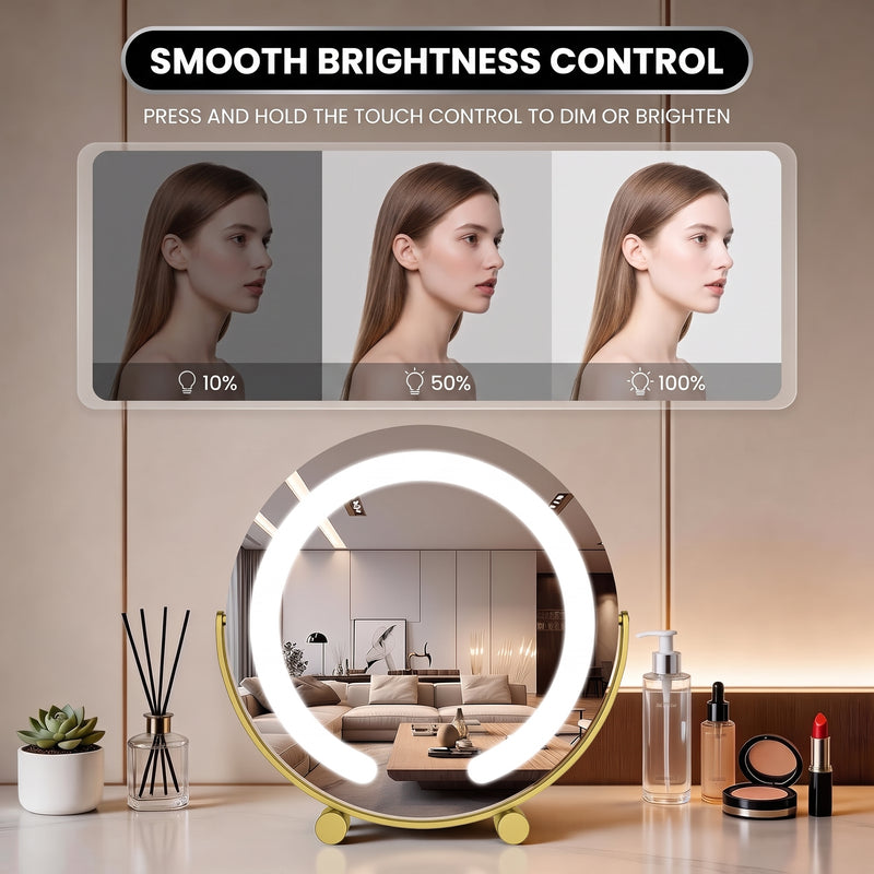 LED Vanity Mirror with Halo Lights – Dimmable, Touch Control, 360° Rotation - 5