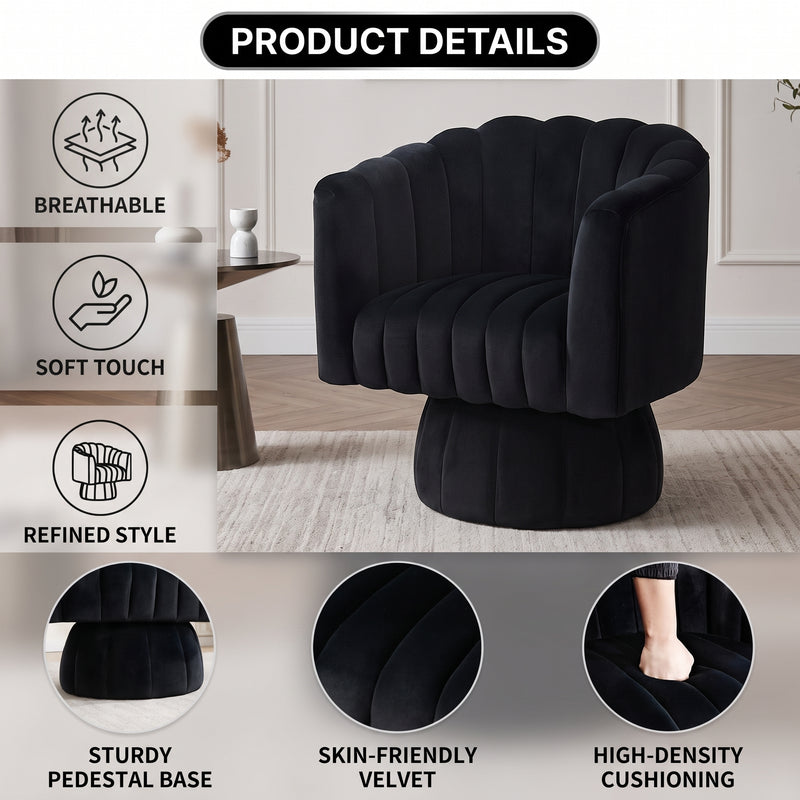 Swivel Accent Chair with Storage, 360 Degree Velvet Small Accent Chair, No Assembly Comfy Bedroom Chair for Living Room, Reading, Dressing Room - 5