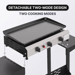 2 & 3 BURNER PORTABLE PROPANE FLAT TOP GRIDDLE – 20,000–45,000 BTU OUTDOOR GRIDDLE WITH SIDE SHELVES & CART - 5
