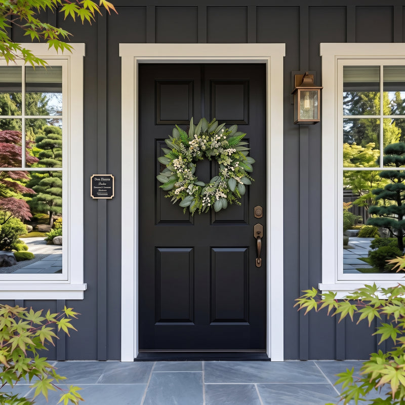 EUCALYPTUS WREATH FOR FRONT DOOR – FARMHOUSE GREENERY DÉCOR - 5
