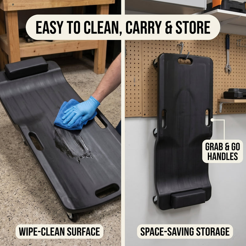 Low Profile Rolling Garage Creeper - Mechanic Creeper with Padded Headrest & Tool Trays, Under Car Roller for Automotive Repair, Rolling Car Creeper - 5