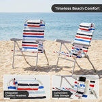 17" Big & Tall Oversized Beach Chairs 2-Pack – Heavy Duty Folding Outdoor Seating - 5