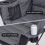 Oversized Padded 3-Person Folding Camping Loveseat Chair – Heavy Duty Outdoor Seating - 5