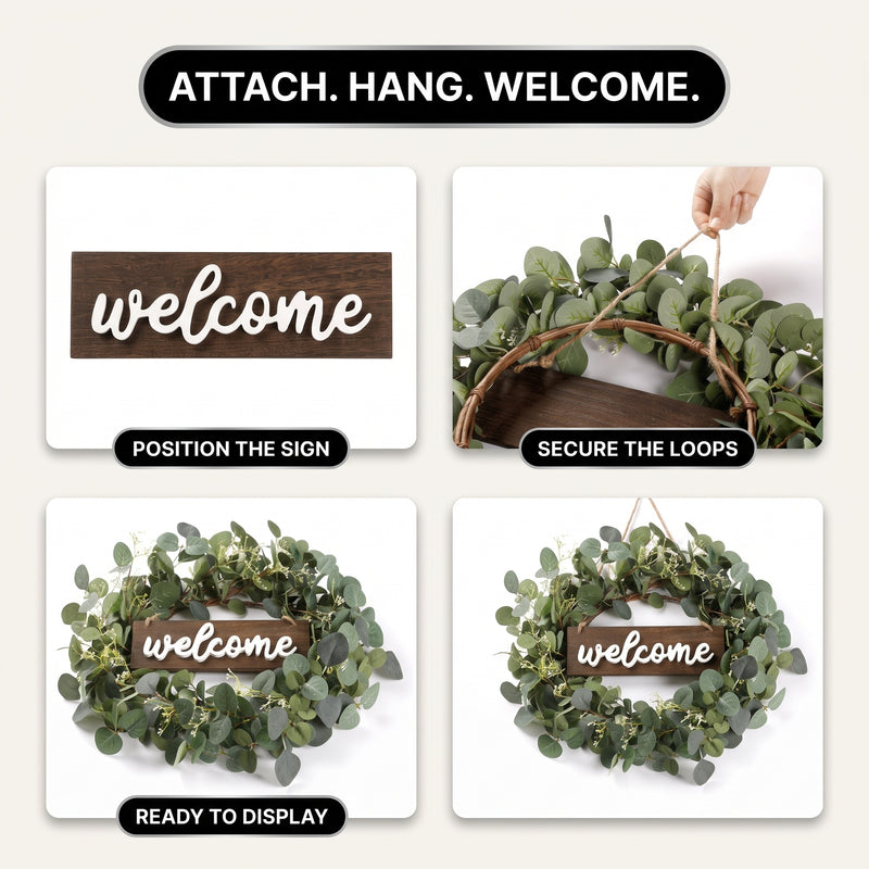 EUCALYPTUS WREATH FOR FRONT DOOR – FARMHOUSE GREENERY DÉCOR - 5