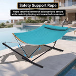 2-Person Outdoor & Indoor Hammock with Adjustable Height, Pillow & Stand – Portable, Sturdy, Colorful - 5
