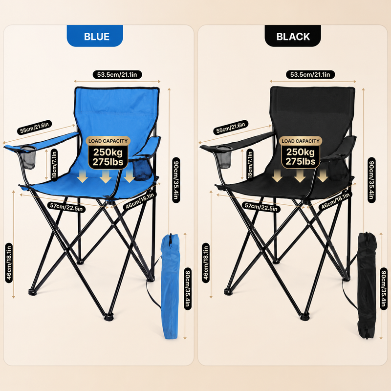2 Pack Folding Camping Chairs with Cup Holders & Carry Bags - 5
