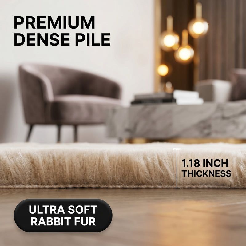 Faux Rabbit Fur Shaggy Rug – Ultra Soft Fluffy Machine Washable Area Rug for Bedroom, Living Room & Teen Room - 5