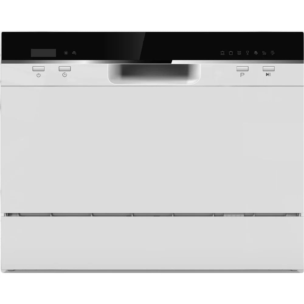 Compact Countertop Dishwasher with Electronic Controls 2 Programs Stainless Steel Tub Anti-Flood Sensor Efficient Cleaning Small