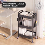 3-Tier Metal Rolling Cart – Foldable or Fixed Pegboard Styles - 5