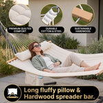 Outdoor Double Hammock with Stand for 2 – Heavy Duty Steel Frame, Pillow Included - 5