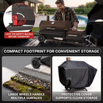 Portable Charcoal Grill with Smoking Function, Foldable Suitcase Design with Wheels, Multi-Tier Storage Rack & Waterproof Cover for Outdoor BBQ Parties - 5