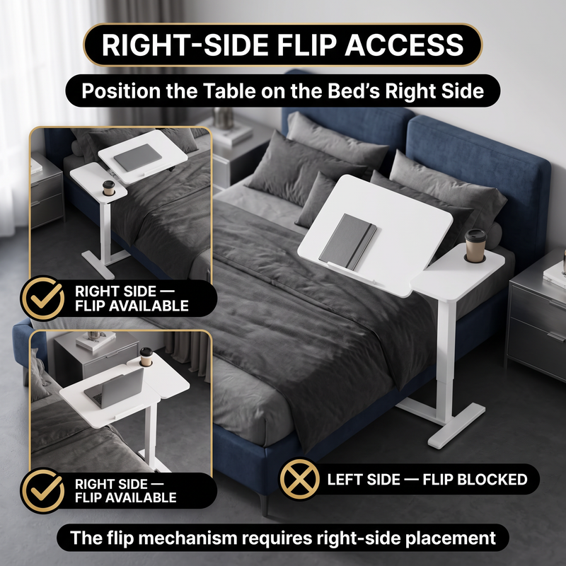 Adjustable Overbed Table With Wheels for Bed & Laptop - 5