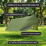 CAMPING HAMMOCK TENT WITH RAIN FLY & MOSQUITO NET – 2-PERSON CAMPING KIT