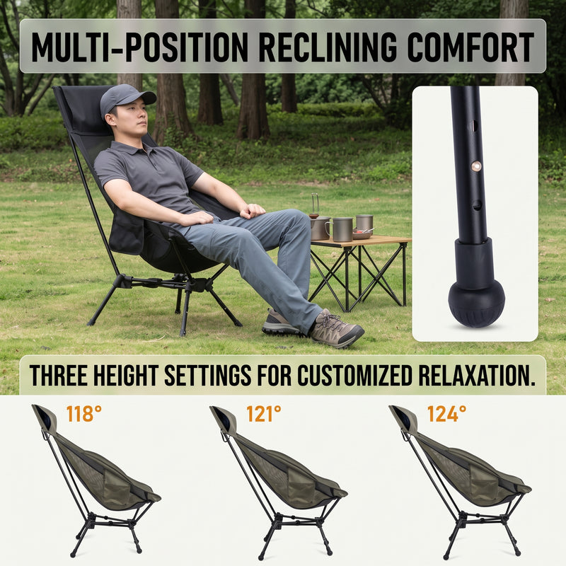 Ultra-Compact High Back Folding Camping Chair – Lightweight & Portable - 5