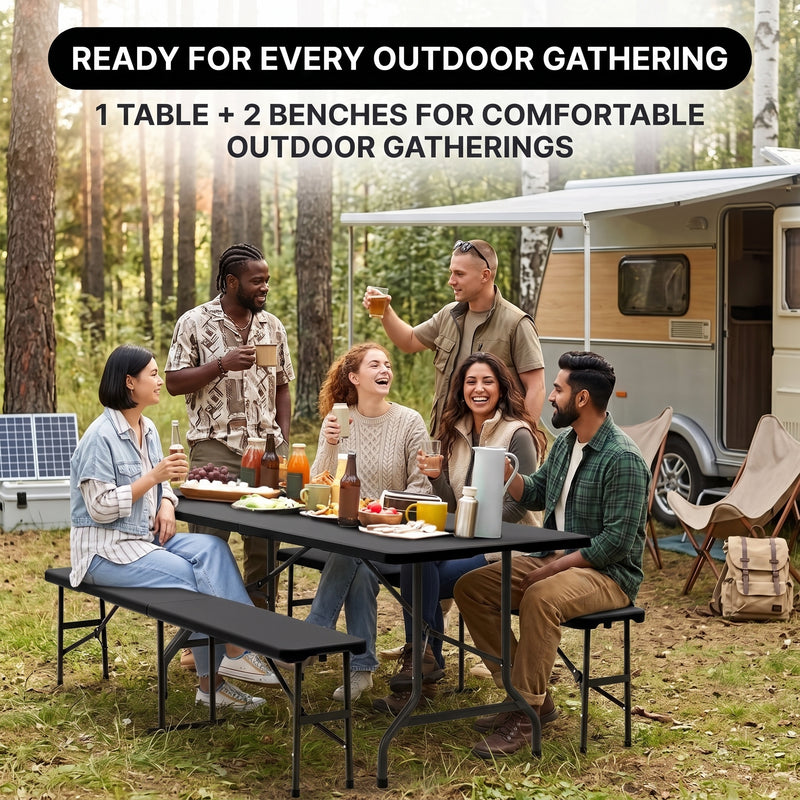 6 FT Folding Picnic Table with Benches - 5