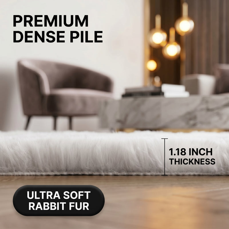 Faux Rabbit Fur Shaggy Rug – Ultra Soft Fluffy Machine Washable Area Rug for Bedroom, Living Room & Teen Room - 5