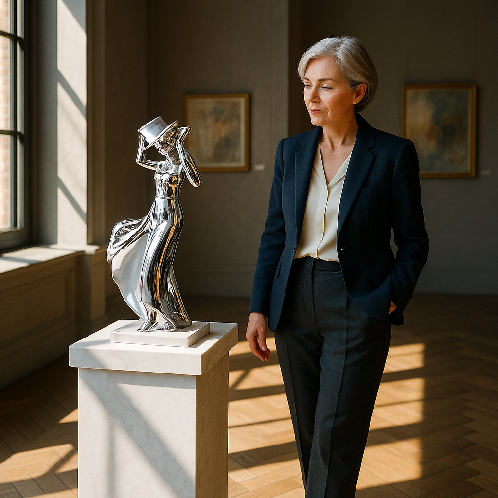 Exclusive Solange Sculpture Chrome - Premium 24" Handmade Resin Art Collection