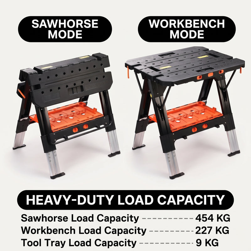 Portable Workbench & Folding Sawhorse – 2-in-1 Work Table - 5