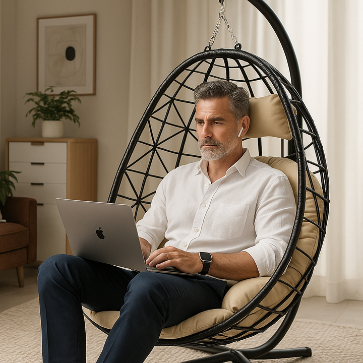 Premium Egg Chair with Stand - Indoor Outdoor Wicker Swing Chair, Hanging Basket Hammock Chair for Bedroom, Living Room, Balcony & Patio