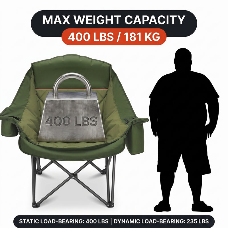 Oversized Camping Chairs 2 Pack – Extra-Large Folding Outdoor Chairs, Padded - 5