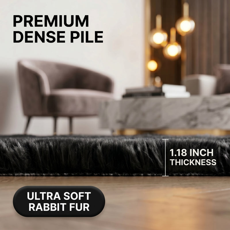 Faux Rabbit Fur Shaggy Rug – Ultra Soft Fluffy Machine Washable Area Rug for Bedroom, Living Room & Teen Room - 5