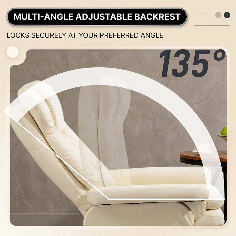 Manual Swivel Recliner with Ottoman, Massage & Heat - 5