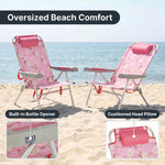 17" Big & Tall Oversized Beach Chairs 2-Pack – Heavy Duty Folding Outdoor Seating - 5