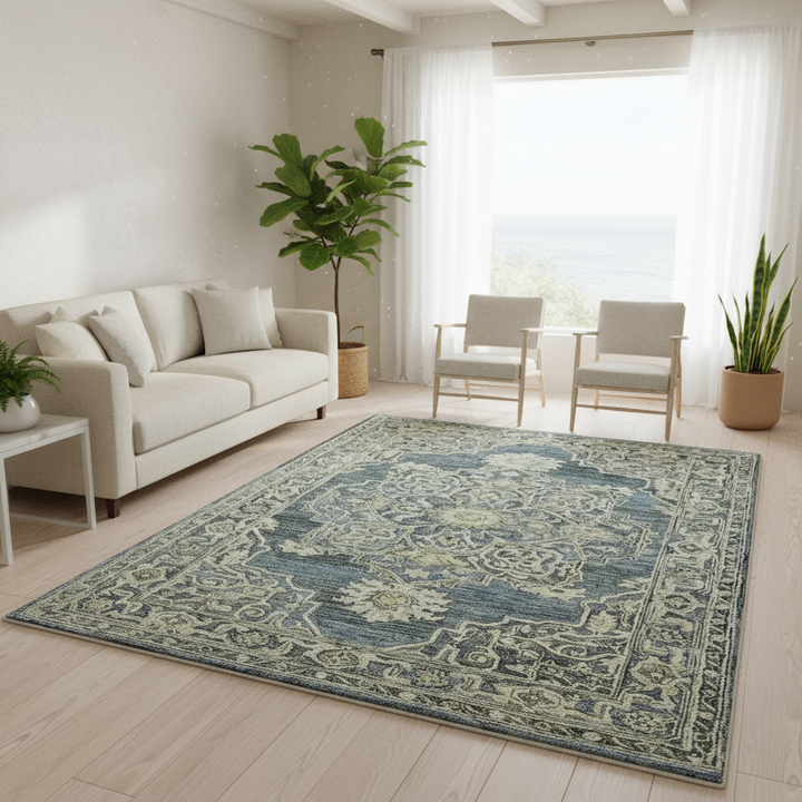 Vestige Nucia Blue/Taupe Hand-Tufted Wool Blend Area Rug 9'x13'