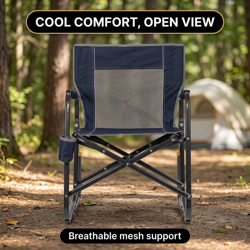 ROCKING CAMPING CHAIR – FOLD-FLAT CHAIR WITH CUP HOLDER - 5