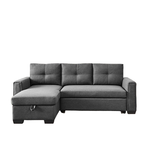92" Dark Gray Polyester Blend Convertible Futon Sleeper Sofa With Black Legs
