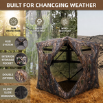 Hunting Blind with Floor Mat, 360 Degree See Through Ground Blind with Carrying Bag, 2/3/4 Person Pop Up Camouflage Tent Portable Concealed Shelter - 5
