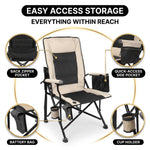 Heated Camping Chair for Adult Outdoor Activities - Portable Folding Heated Chair with 3 Adjustable Heat Levels, Heating Backrest Cushion Support 264LBS for Patio Camping (Battery Not Included) - 5