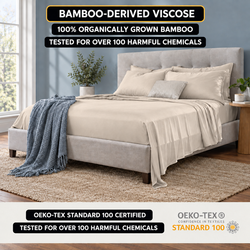 Bamboo Cooling Sheets – 300TC Viscose Sateen Sheet Set - 5