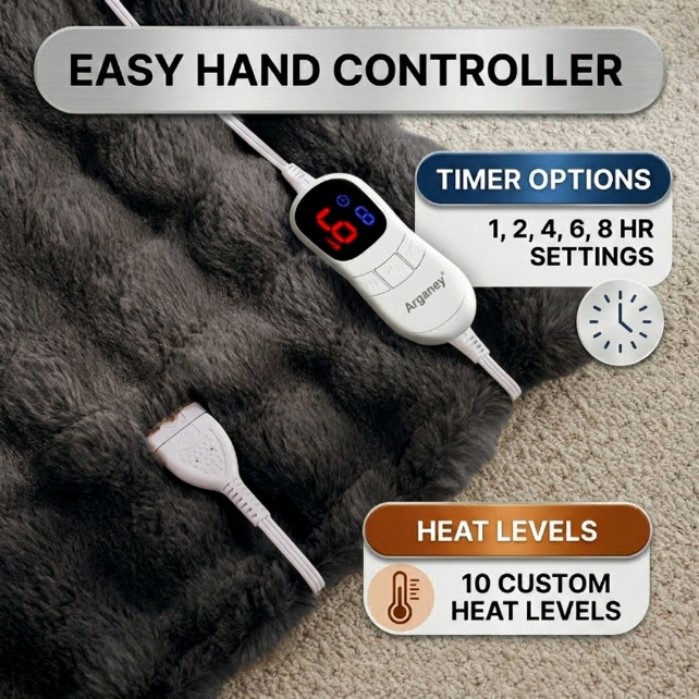 Heated Throw Blanket – Faux Rabbit Fur Bubble Texture, Ultra Soft - 5