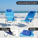 17" Big & Tall Oversized Beach Chairs 2-Pack – Heavy Duty Folding Outdoor Seating - 5