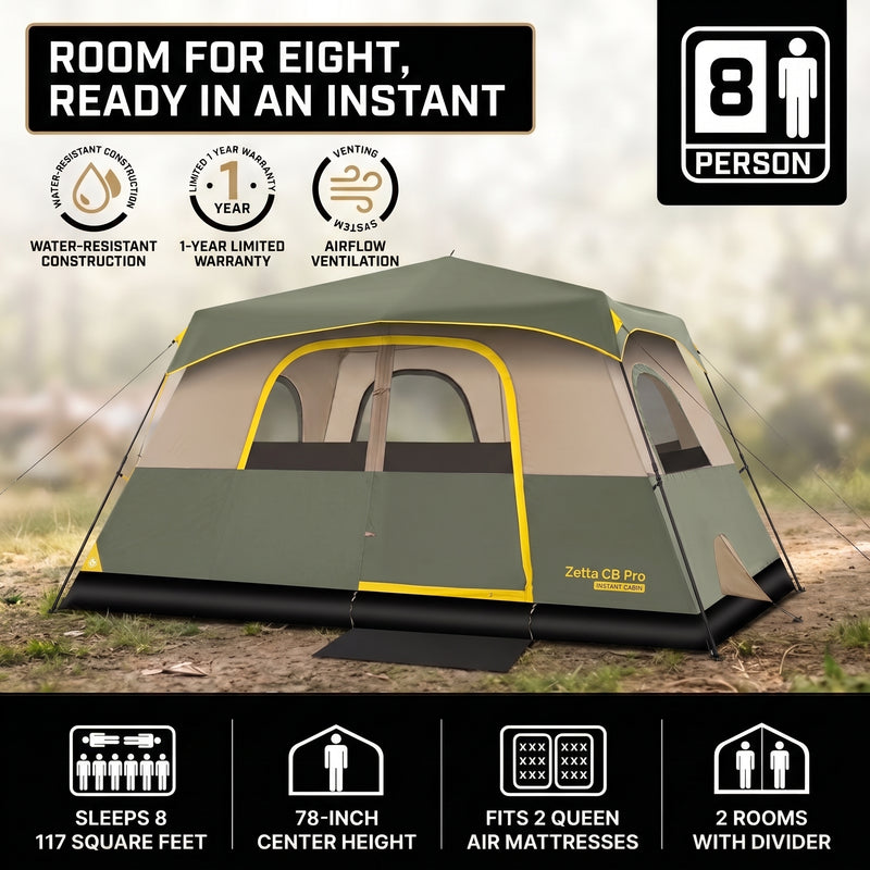 8–10 Person Instant Cabin Camping Tent with Room Divider - 5