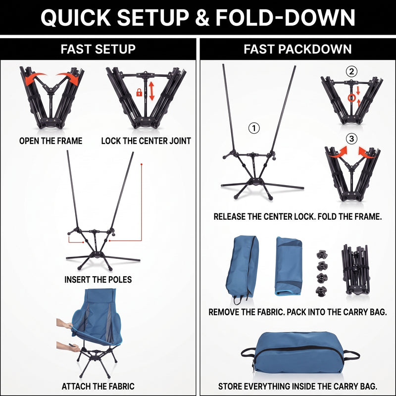 Ultra-Compact High Back Folding Camping Chair – Lightweight & Portable - 5